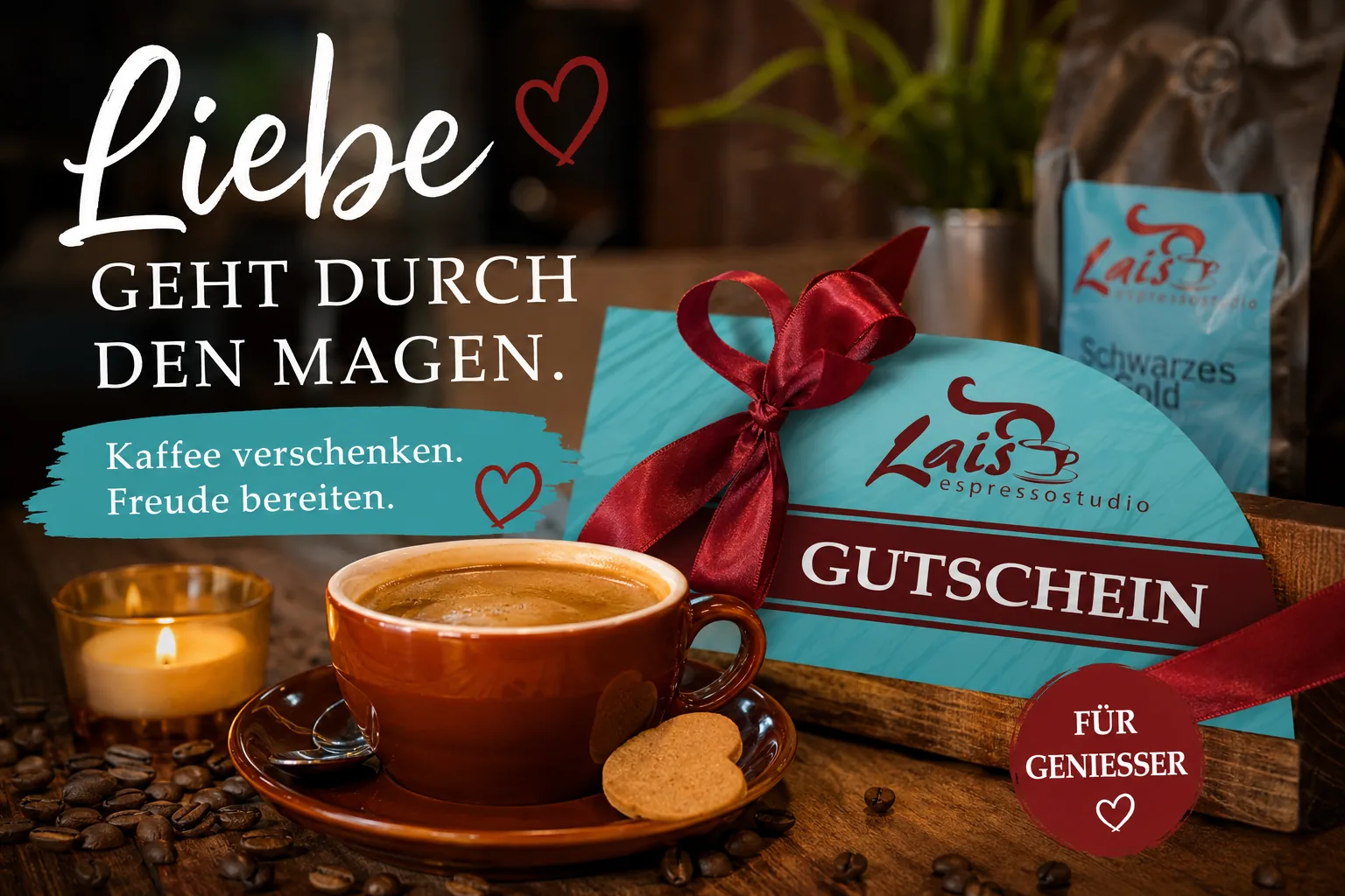 Kaffeegenuss verschenken vom Lais Herzlich willkommen im Lais Espressostudio